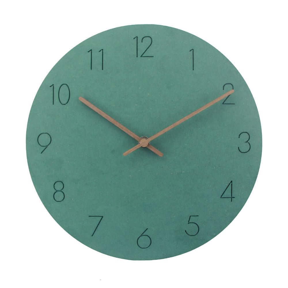 Scandinavian minimalist wall clock with wooden hands and silent mechanism