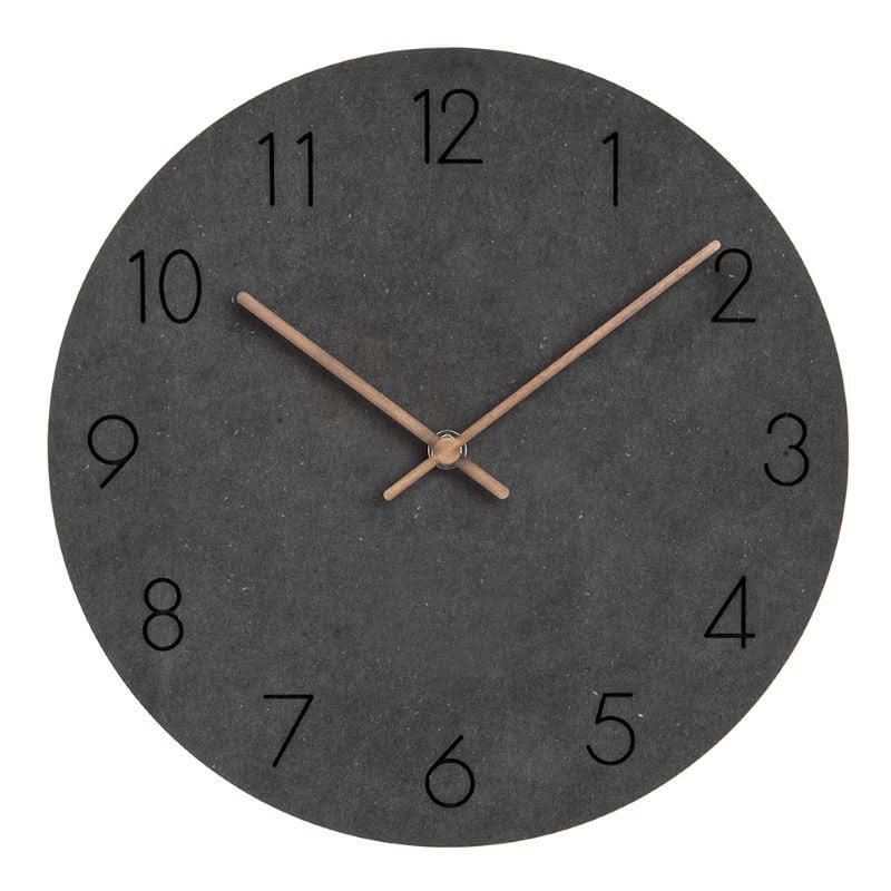 Scandinavian minimalist wall clock with wooden hands and silent mechanism