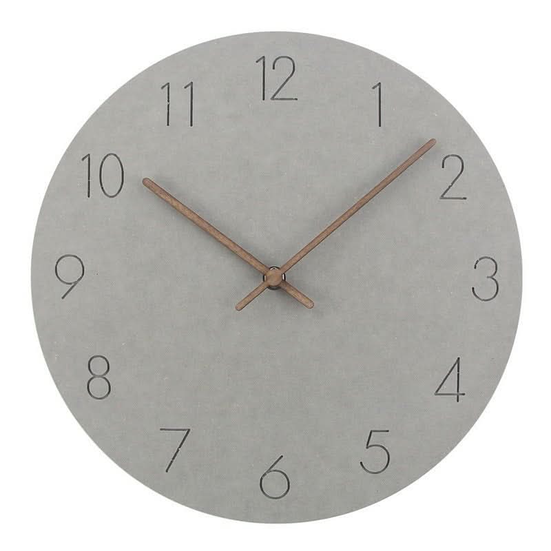 Scandinavian minimalist wall clock with wooden hands and silent mechanism