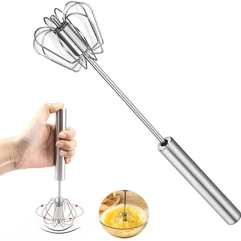 Semi-Automatic Egg Whisk – Stainless Steel Push-Down Beater