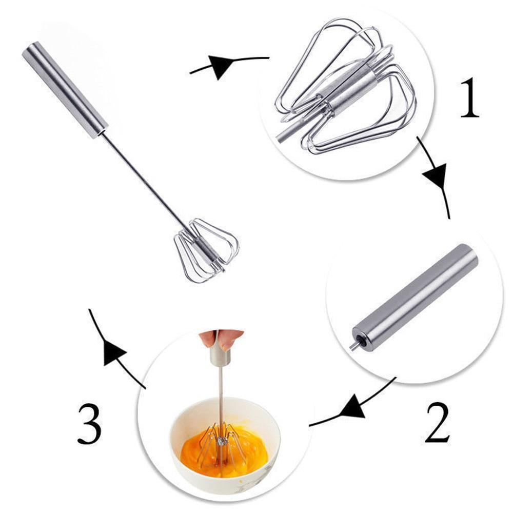 Semi-Automatic Egg Whisk – Stainless Steel Push-Down Beater