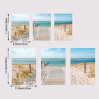 Set of 3 Blue Ocean Sandy Beach Canvas Prints – Calming Seascape Wall Art for Living Room