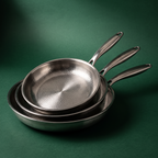 Set of 3 Hand-Hammered Titanium Frying Pans 24, 26 and 28 cm