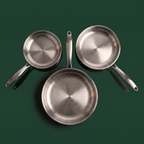 Set of 3 Hand-Hammered Titanium Frying Pans 24, 26 and 28 cm