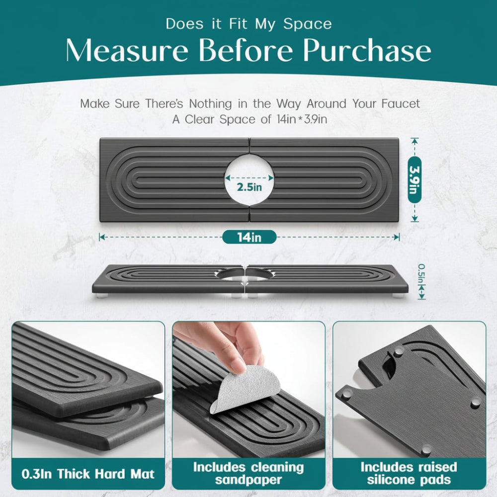 Sink Mat Diatomite Stone Tap Drying Tray Kitchen Counter