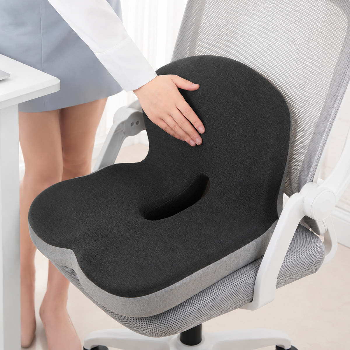 Seat Cushion | Ergonomic Memory Foam Seat Cushion | Pressure-Relieving & Non-Slip | ErgoComfort