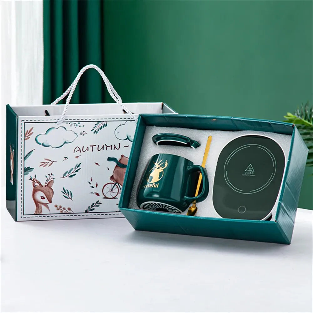 Boneroshop | Smart Ceramic Mug Heater Cup Coaster Warmer Thermostat Coffee Heating Electric Mug Set Milk Tea Heating Wat