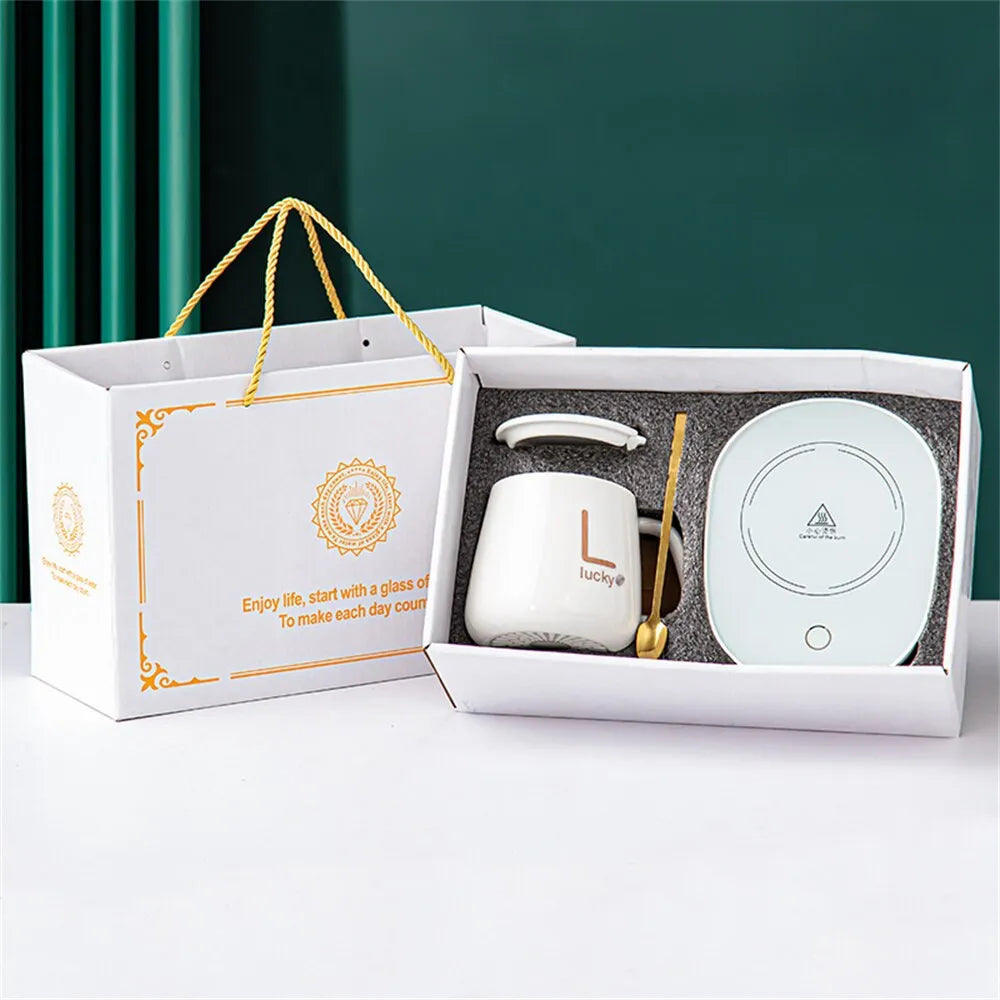 Boneroshop | Smart Ceramic Mug Heater Cup Coaster Warmer Thermostat Coffee Heating Electric Mug Set Milk Tea Heating Wat