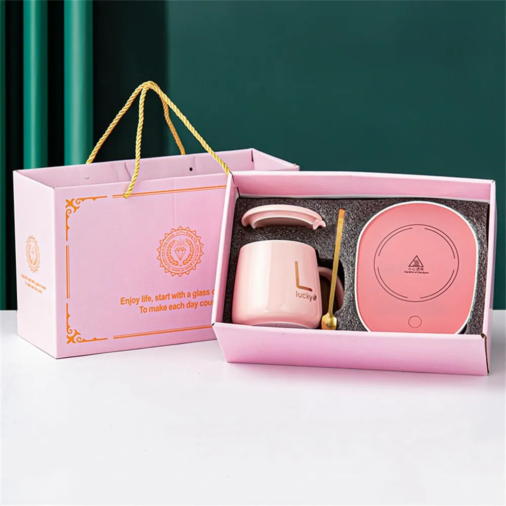 Boneroshop | Smart Ceramic Mug Heater Cup Coaster Warmer Thermostat Coffee Heating Electric Mug Set Milk Tea Heating Wat