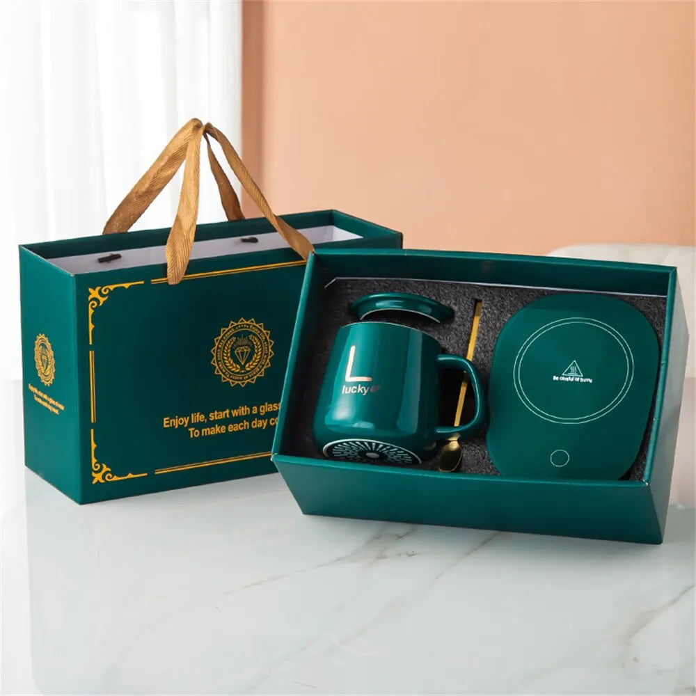 Boneroshop | Smart Ceramic Mug Heater Cup Coaster Warmer Thermostat Coffee Heating Electric Mug Set Milk Tea Heating Wat
