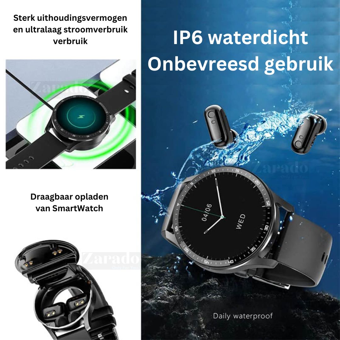 SmartLink Watch – Stylish Smartwatch with Integrated Earbuds