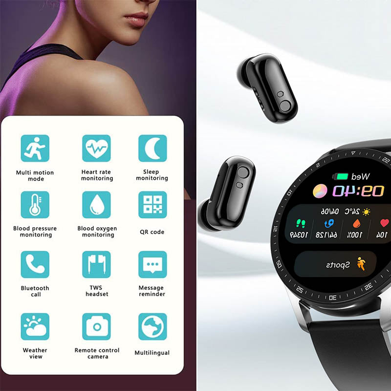 SmartLink Watch – Stylish Smartwatch with Integrated Earbuds