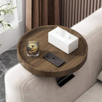 Sofa Armrest Tray | Solid Wood & Adjustable Clip-On | 30 cm Diameter