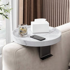 Sofa Armrest Tray | Solid Wood & Adjustable Clip-On | 30 cm Diameter