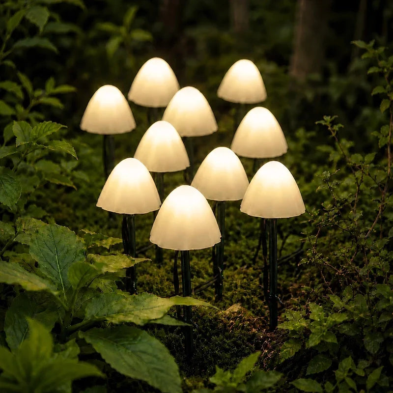 Solar Mushroom Garden Lights | Up to 20 LED Bulbs, 12.5 m String | IP65 Weatherproof, Dusk Sensor, 8 Light Modes