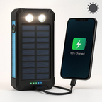 Solar Power Bank 20000mAh | Waterproof Shockproof Design | Solar + USB Charging, Multi-Mode LED Torch for Camping & Outd