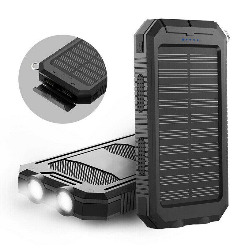 Solar Power Bank 20000mAh | Waterproof Shockproof Design | Solar + USB Charging, Multi-Mode LED Torch for Camping & Outd