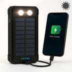 Solar Power Bank 20000mAh | Waterproof Shockproof Design | Solar + USB Charging, Multi-Mode LED Torch for Camping & Outd