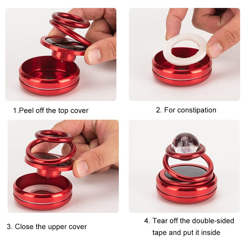 Solar-Powered 360° Rotating Car Air Freshener with Crystal Ball