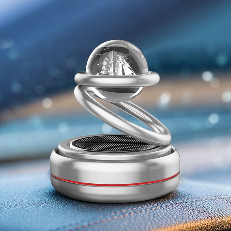 Solar-Powered 360° Rotating Car Air Freshener with Crystal Ball