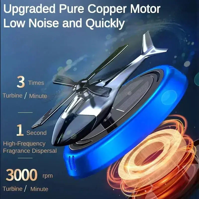 Solar-Powered Helicopter Car Air Freshener with Rotating Aromatherapy Diffuser