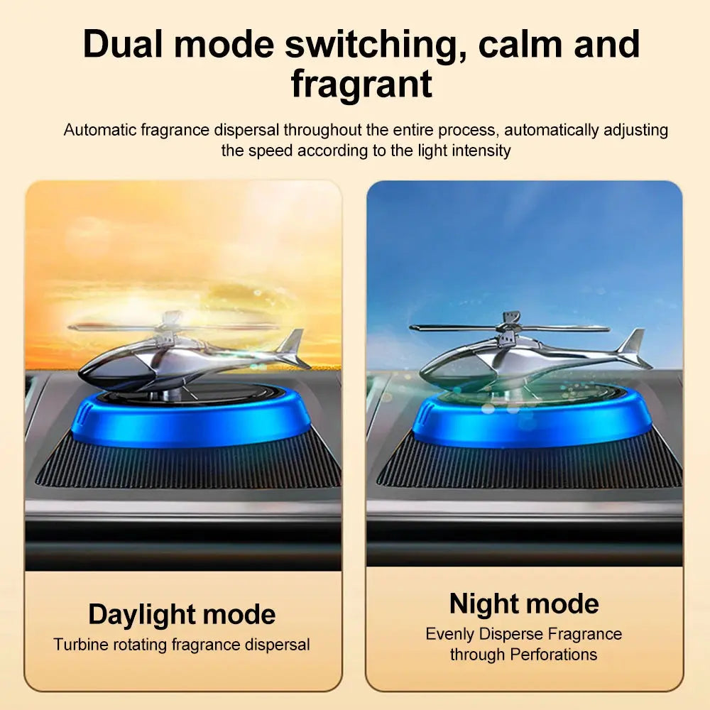 Solar-Powered Helicopter Car Air Freshener with Rotating Aromatherapy Diffuser