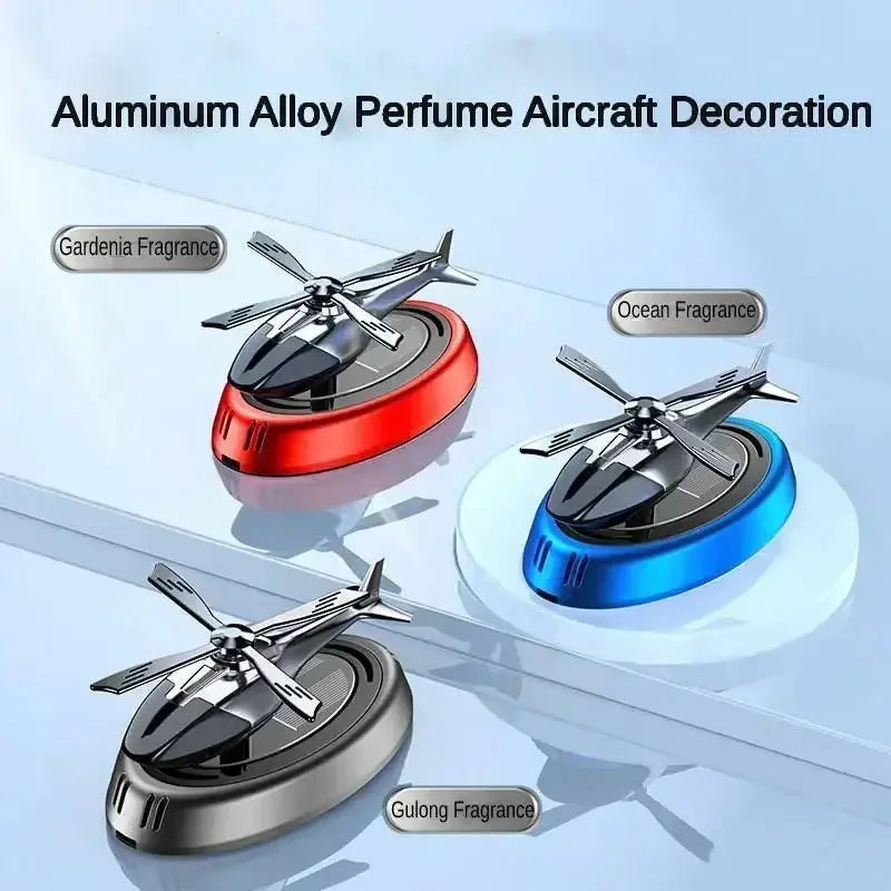 Solar-Powered Helicopter Car Air Freshener with Rotating Aromatherapy Diffuser