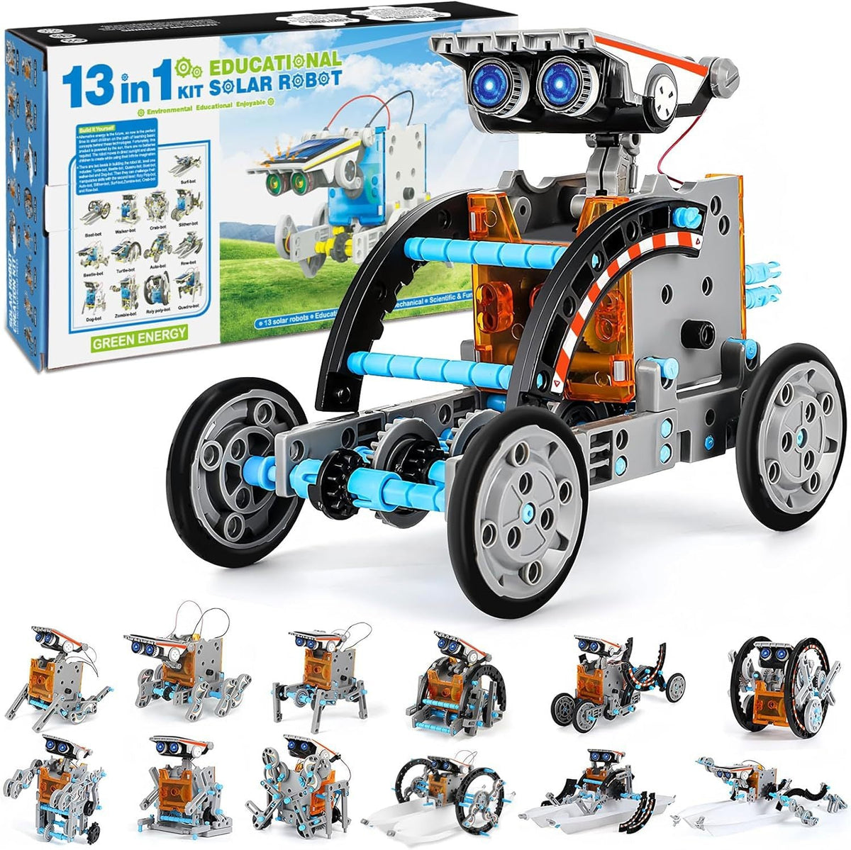 Solar Robot STEM Kit for Kids – 12-in-1 & 13-in-1 DIY Building Toy