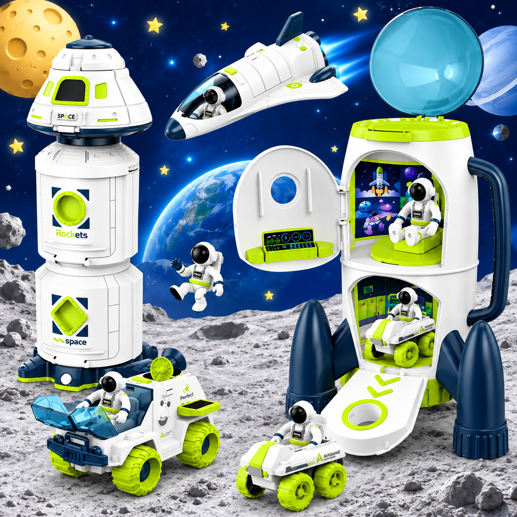 Space Mission Playset - Rocket, Shuttle, Space Station & Astronaut Figures