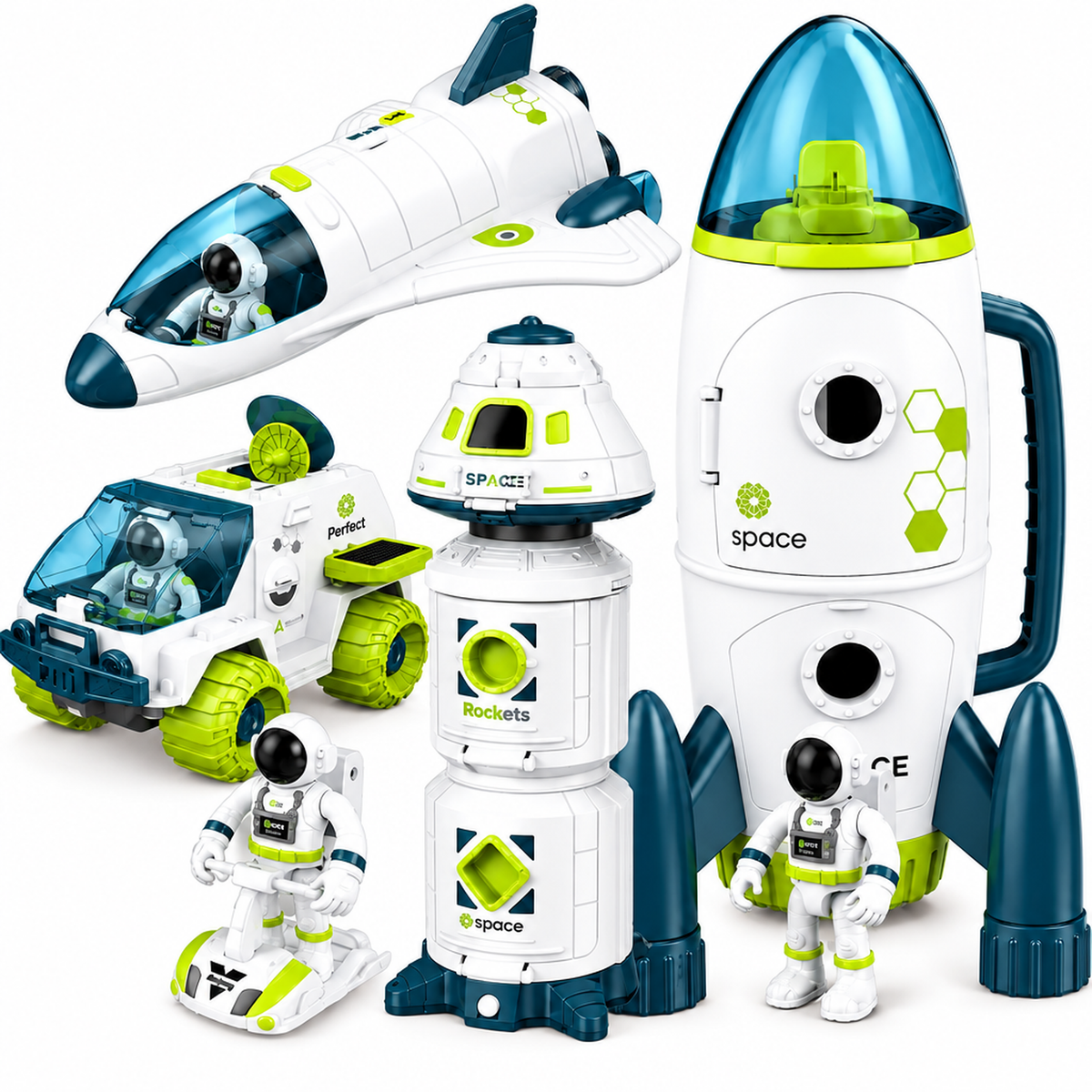 Space Mission Playset - Rocket, Shuttle, Space Station & Astronaut Figures