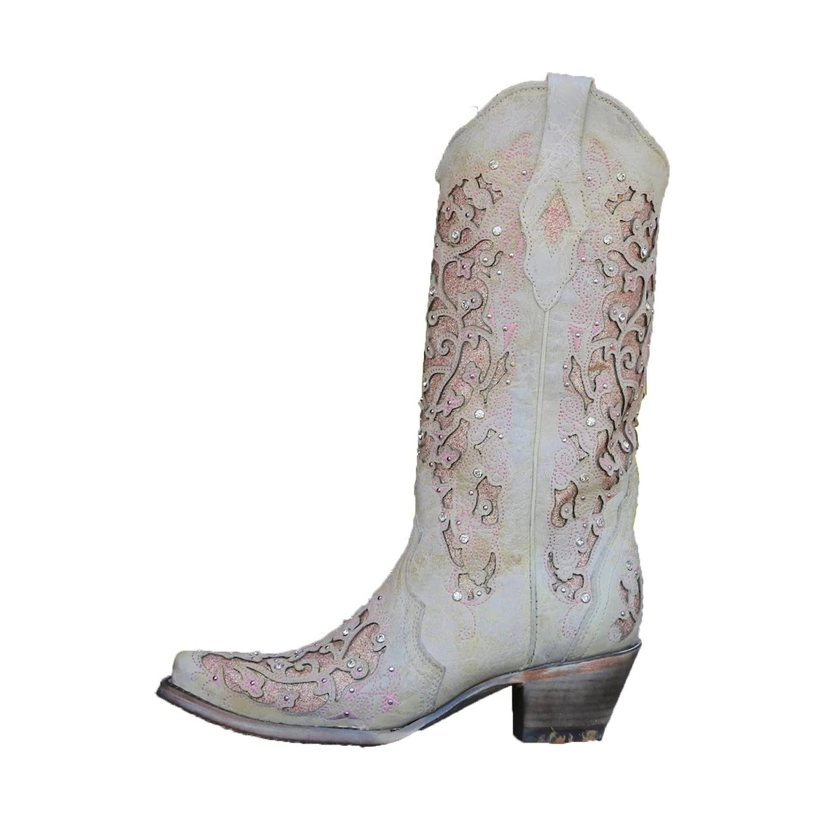 Sparkling pointed-toe boots with colour-block design