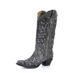 Sparkling pointed-toe boots with colour-block design