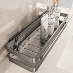 Stainless steel bath shelf without drilling