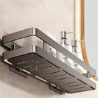 Stainless steel bath shelf without drilling