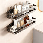 Stainless steel bath shelf without drilling