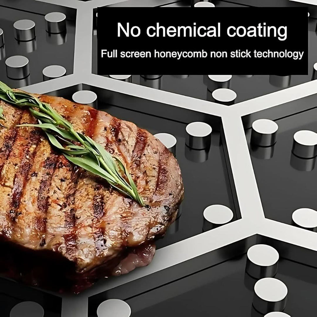Stainless Steel Pan with Non-Stick Coating & Hexagonal Design