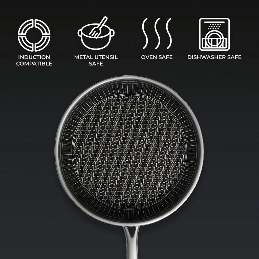 Stainless Steel Pan with Non-Stick Coating & Hexagonal Design