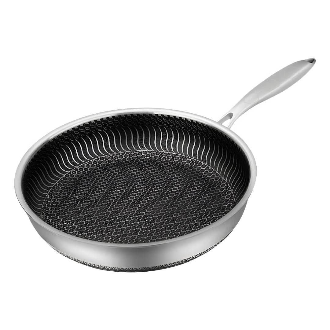 Stainless Steel Pan with Non-Stick Coating & Hexagonal Design