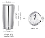 Stainless Steel Vacuum Insulated Travel Mug with Reusable Straw and Crystal Clear Lid