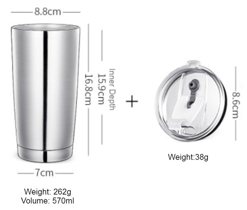 Stainless Steel Vacuum Insulated Travel Mug with Reusable Straw and Crystal Clear Lid