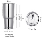 Stainless Steel Vacuum Insulated Travel Mug with Reusable Straw and Crystal Clear Lid