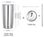 Stainless Steel Vacuum Insulated Travel Mug with Reusable Straw and Crystal Clear Lid