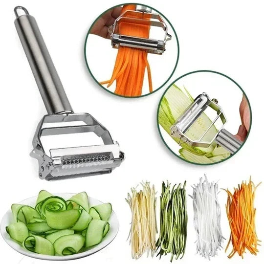 Stainless Steel Vegetable Peeler and Julienne Cutter, Double-Edged Blades