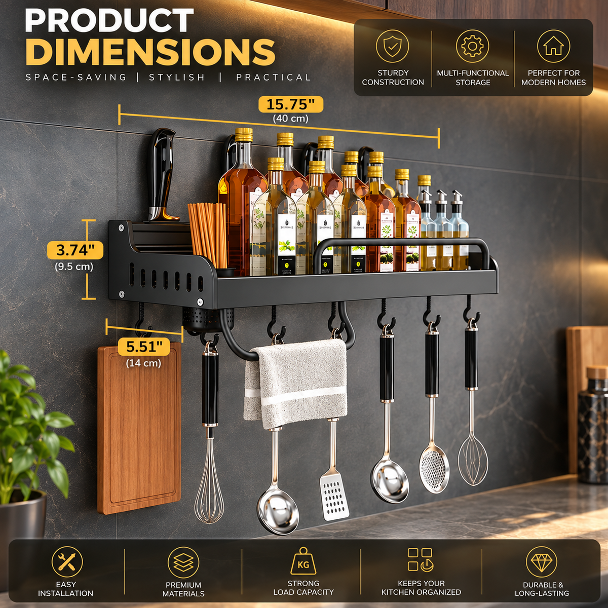 Stainless Steel Wall Kitchen Rack