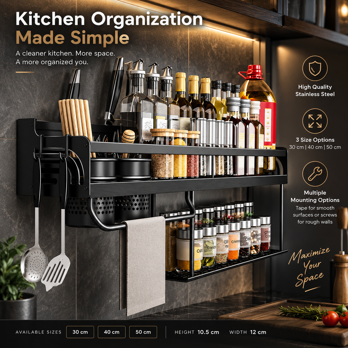 Stainless Steel Wall Kitchen Rack