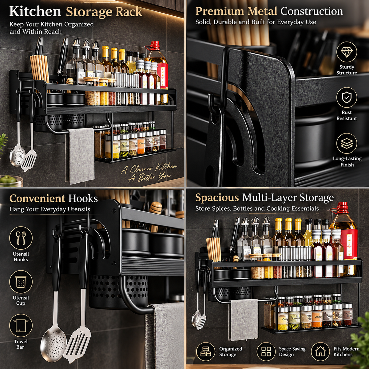 Stainless Steel Wall Kitchen Rack