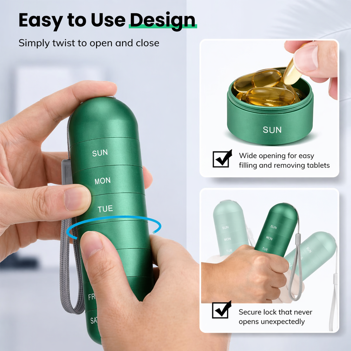 Storage box | Aluminium pill box with 7 compartments | Compact & shockproof | Capsovault