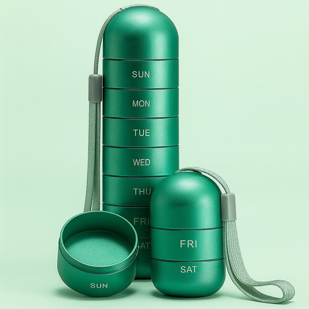 Storage box | Aluminium pill box with 7 compartments | Compact & shockproof | Capsovault