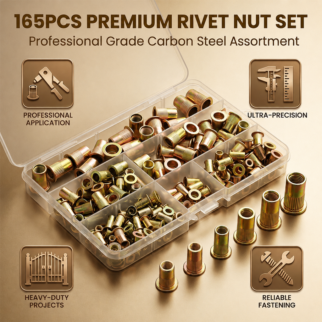 Boneroshop Carbon Steel Open End Rivet Nut Kit