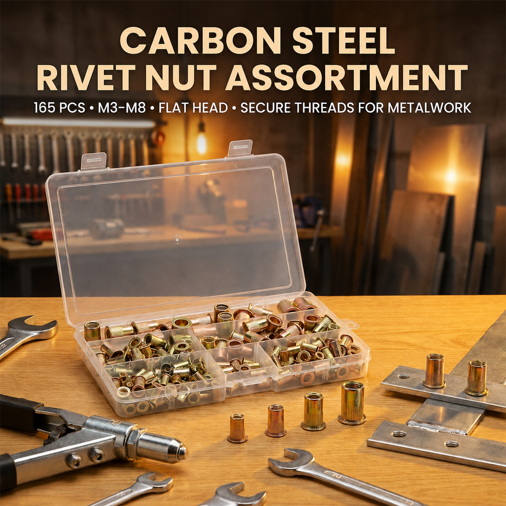 Boneroshop Carbon Steel Open End Rivet Nut Kit